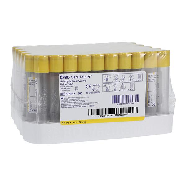 Vacutainer Urinalysis Tube 8mL Non-Sterile Bulk 100/Bx, 10 BX/CA