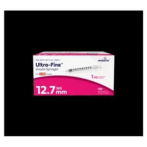 Ultra-Fine Insulin Syringe/Needle 30gx1/2" 1cc Tan Conventional LDS 100/Bx, 5 BX/CA