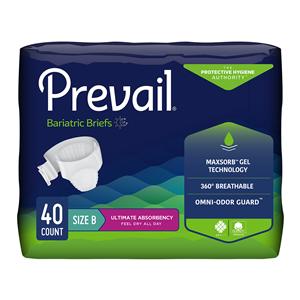 Prevail Incontinence Brief Unisex 73-100" Heavy White 40/Ca