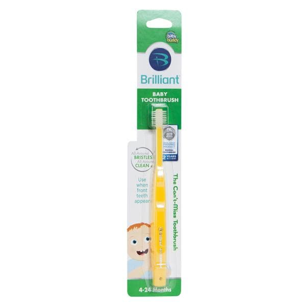 Baby Buddy Brilliant Toothbrush Yellow 4-24 Months Ultra Soft Ea