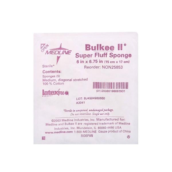 Bulkee II Super Fluff Gauze Sponge 6x6-3/4" 6 Ply Sterile Diagonal Cotton LF, 120 PK/CA