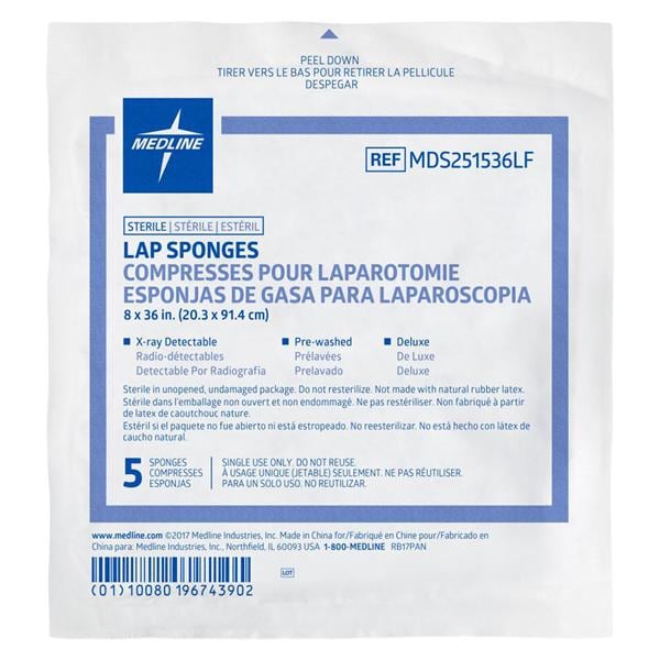 Pre-Washed Laparotomy Sponge 8x36" Sterile, 40 PK/CA