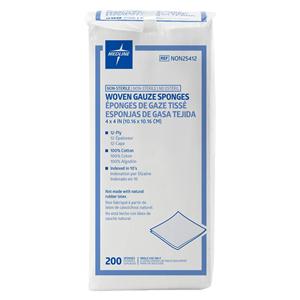 Cotton Gauze Sponge 4x4" 12 Ply Non-Sterile Mini Patch Woven LF, 10 PK/CA