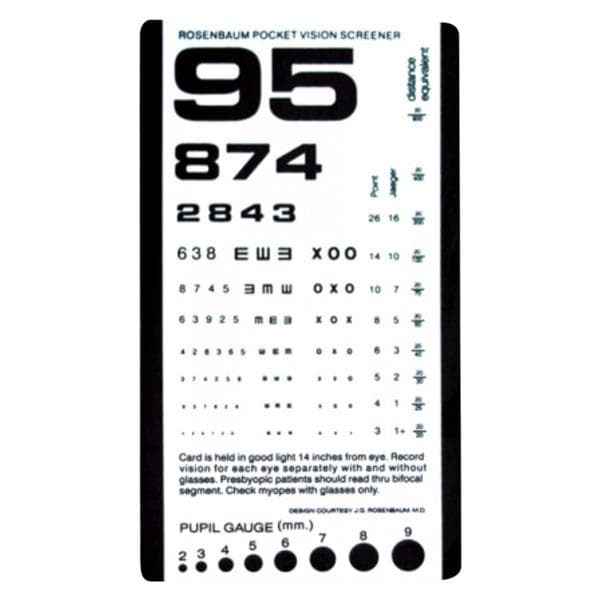 Grafco Pocket Vision Screener 6-3/8x3-1/2" Vision Screener Card Ea