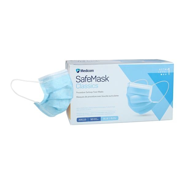 SafeMask Face Mask ASTM Level 1 Blue 50/Bx