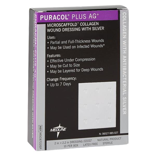 Puracol Plus AG+ Collagen Dressing 2x2.2 Sterile Highly Absorbent LF