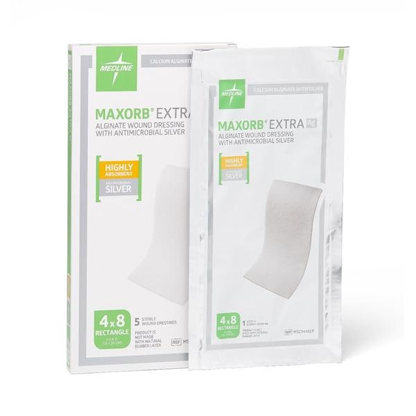 Maxorb Extra Ag Alginate/Silver Dressing 4x8" Absorbent