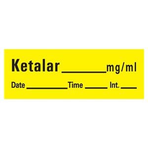 Ketalar Label Yellow w/MG/ML 1.5 x .5&quot; 333/Rl 333/Rl