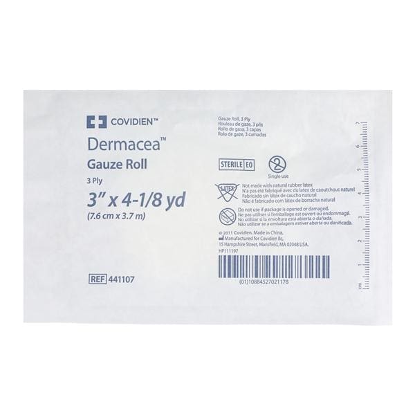 Dermacea Gauze Bandage Cotton Fluff 3"x4yd 3 Ply/Low Ply Sterile 96/Ca