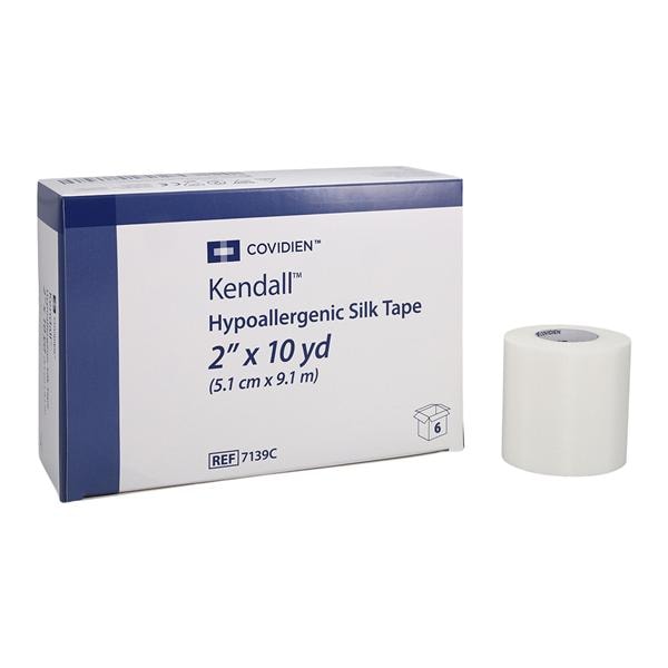 Kendall Medical Tape Silk Cloth 2"x10yd White Non-Sterile 6/Bx, 10 BX/CA