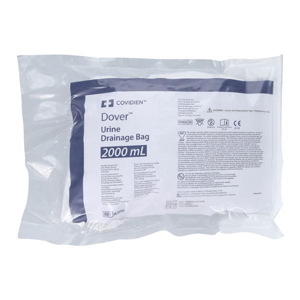 Dover Urinary Drainage Bag 2000cc Disposable Anti-Reflux Chamber, 20 EA/CA