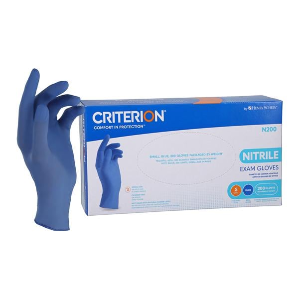 Criterion N200 Nitrile Exam Gloves Small Blue Non-Sterile 200/Bx
