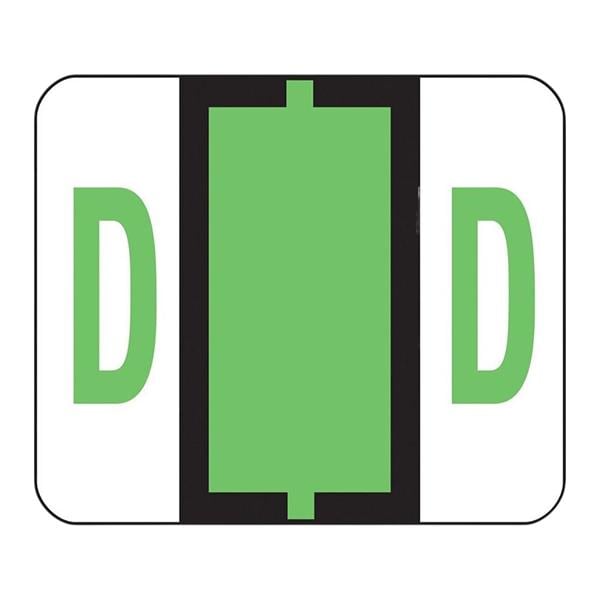 Bar-Style Permanent Alphabetical Labels D Light Green 500/Roll 500/Pk