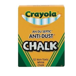Crayola Anti-Dust Chalk White 12/Box Sticks 12/Bx