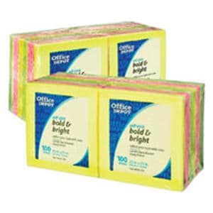 Self-Stick Notes 3 in x 3 in Assorted Bright Color 100 Sheets/Pad 12/Pk