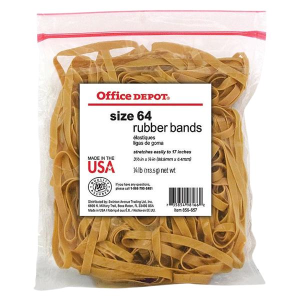 Office Depot Brand Rubber Bands #64 3 1/2" x 1/4" 1/4 Lb Bag 110/Pk