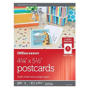 Inkjet/Laser Post Cards 4 1/4 in x 5 1/2 in Bright White 200/Pack 200/Pk