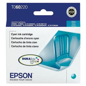 Epson 60 (T060220-S) DuraBrite Ultra Cyan Ink Cartridge Ea