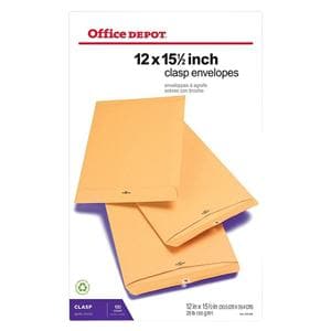 Clasp Envelopes 12 in x 15 1/2 in Brown 100/Bx