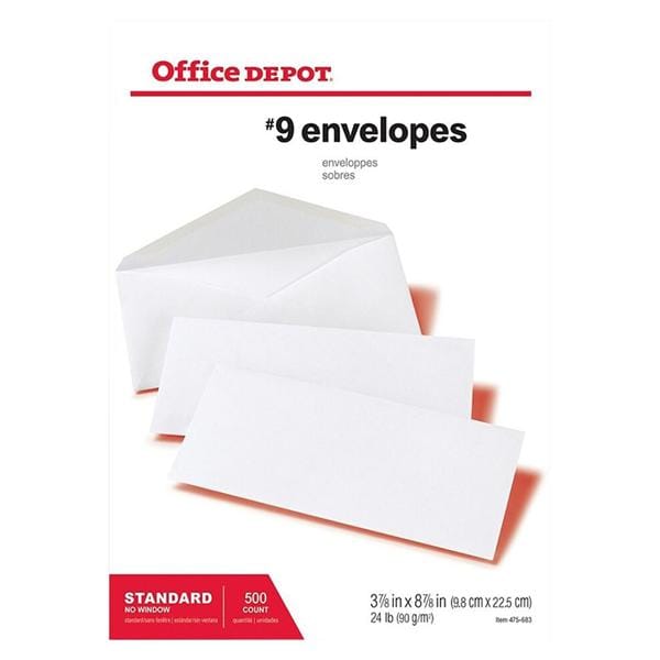 All-Purpose Envelopes #9 3 7/8 in x 8 7/8 in White Box Of 500 500/Bx