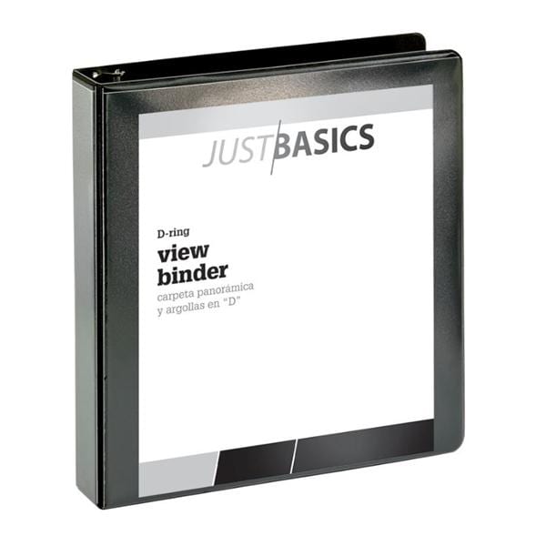 Just Basics Basic D-Ring View Binder 1 1/2 in Rings Black Ea