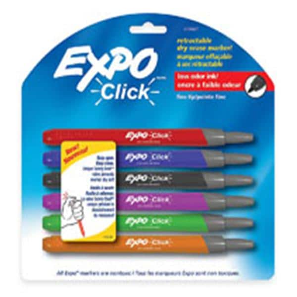 EXPO Click Fine-Point Dry-Erase Markers Assorted 6/Pack 6/Pk