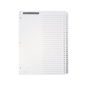 TOC Customizable Index w/ Preprinted Tabs White Numbered 1-31 1/St