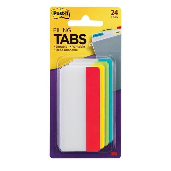 Durable Filing Tabs 3 in x 1.5 in Assorted 6 Flags/Pad 4/Pack 24/Pk