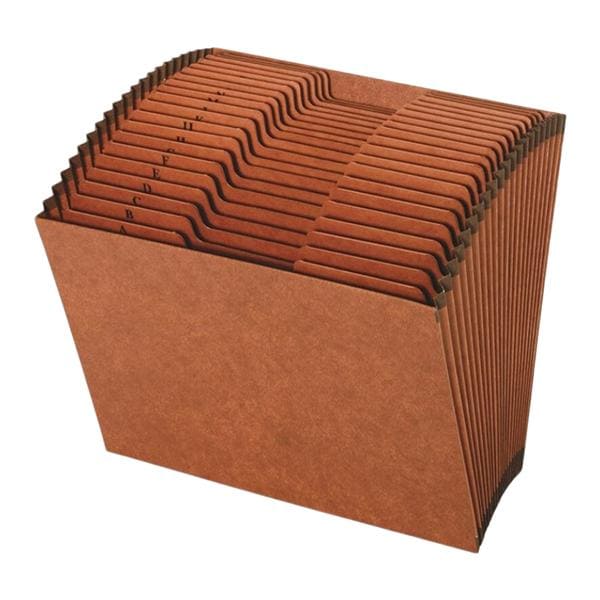 Leather Expanding File A-Z 21 Pockets Letter Size Brown Ea