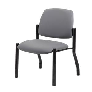 Mid-Back Armless Guest Chair 4 Tubular Steel Legs Gray Antimicrobial Vinyl Ea