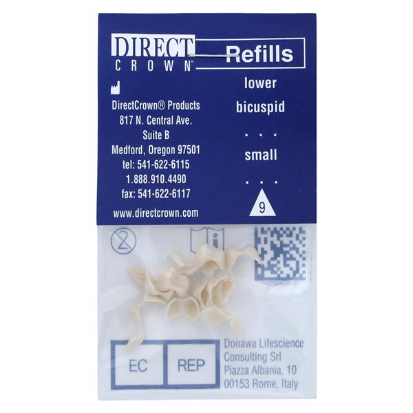 DirectCrown Crowns Size AC9 Lower Bicuspid Replacement Crowns 8/Bx