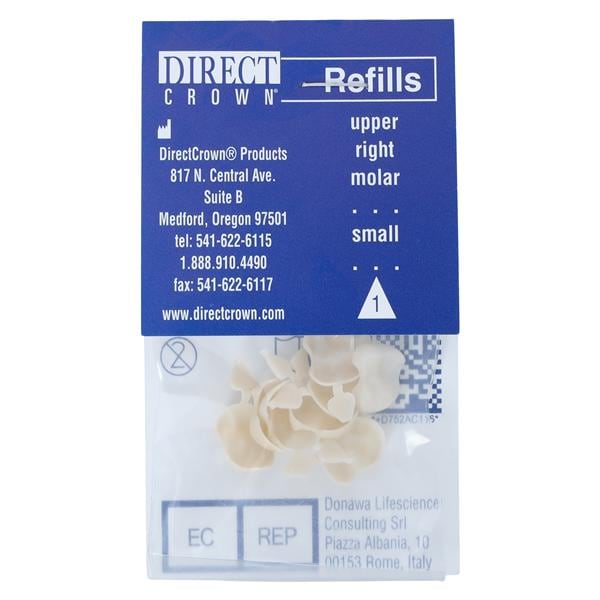 DirectCrown Crowns Size AC1 Upper Right Molar Replacement Crowns 8/Bx