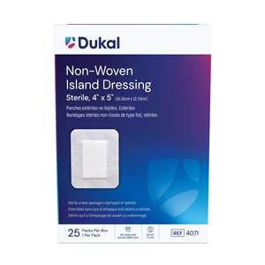 Caliber Cotton Island Dressing 4x5" Sterile Adhesive Absorbent LF