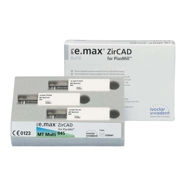 IPS e.max ZirCAD MT Multi Milling Blocks Mlt Trns B45 BL1 f/ PlanMill 3/Bx