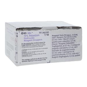 BBL Potassium Hydroxide Reagent Dropper 10% 0.5mL 50/Bx, 10 BX/CA