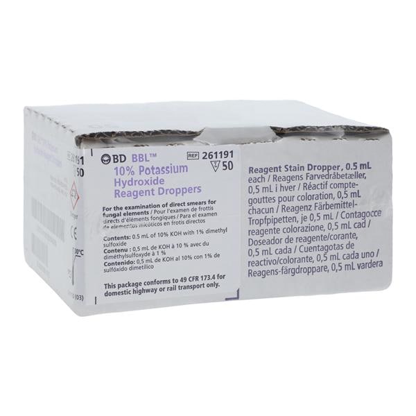 BBL Potassium Hydroxide Reagent Dropper 10% 0.5mL 50/Bx, 10 BX/CA