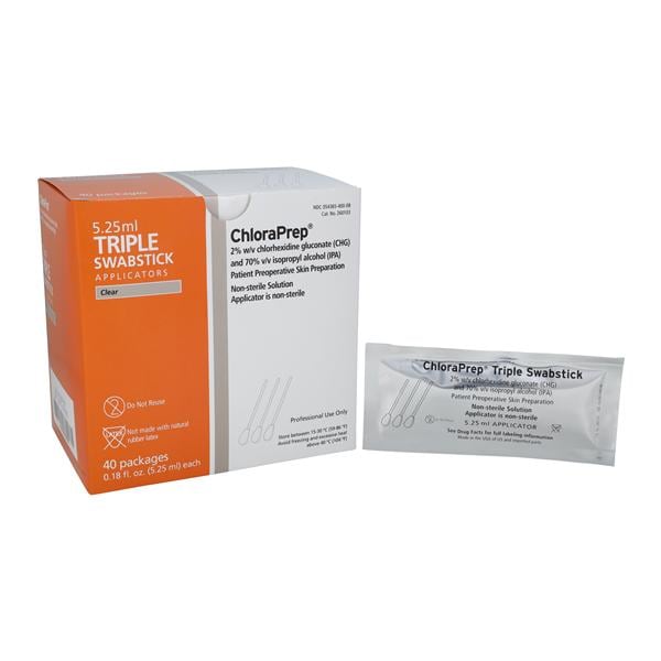 ChloraPrep Prep Swabstick CHG/Alc 3s 5.25mL, 10 BX/CA
