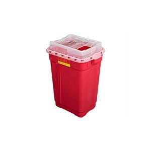 Sharps Container 19gal Red/Clear 14-3/4x20x26-1/4" Sliding Lid Plastic Ea