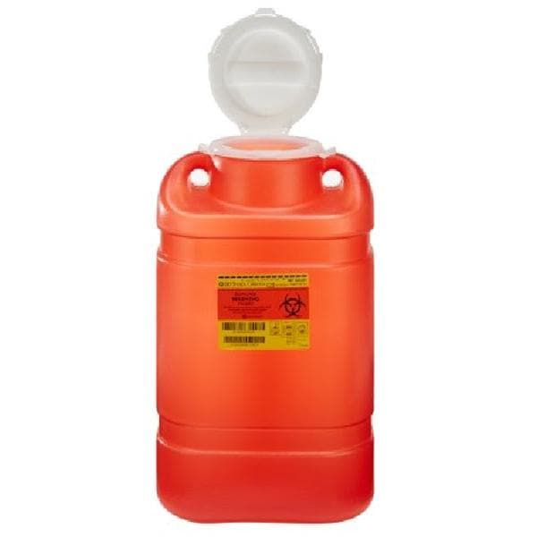 Sharps Container 5gal Red/Clear 7-1/2x10-1/2x18" Hinge Lid Plastic Ea, 8 EA/CA