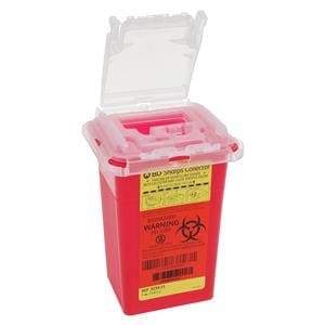 Sharps Container 1qt Red/Clear 3-9/10x4-9/10x7" Needle Ports Plastic Ea