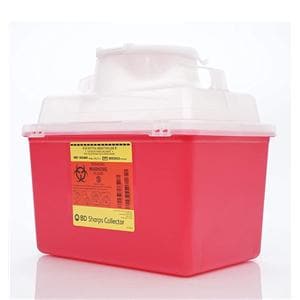 Sharps Container 14qt Red/Clear 8-8/10x12-8/10x11-1/2" Hng Ld/Ptls Plstc 14qt/Ea, 20 EA/CA