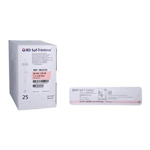 Saf-T-Intima IV Catheter Safety 20 Gauge 1" Pink Closed End 25/Bx, 8 BX/CA