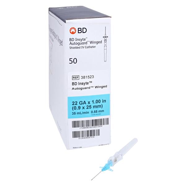 Insyte Autoguard IV Catheter Shielded 22 Gauge 1" Blue 50/Bx