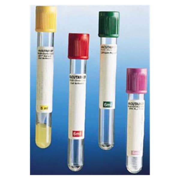 Vacutainer Venous Blood Collection Tube Yellow Std 6mL Cnvntnl Clsr Gls 100/Bx, 10 BX/CA
