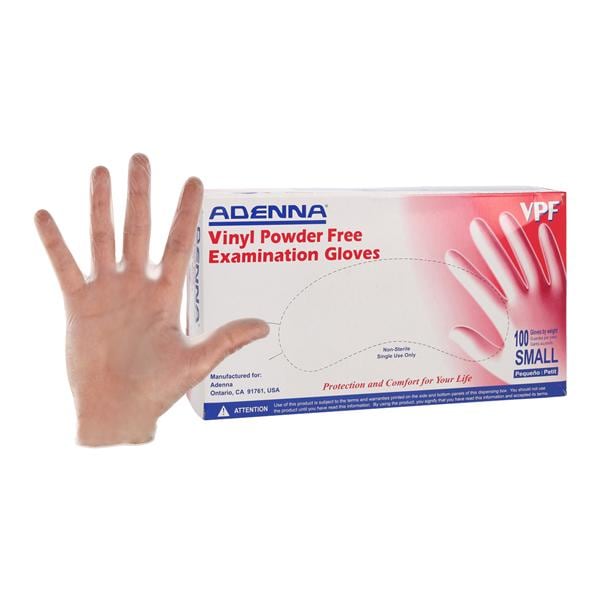 VPF Vinyl Exam Gloves Small Clear Non-Sterile, 10 BX/CA