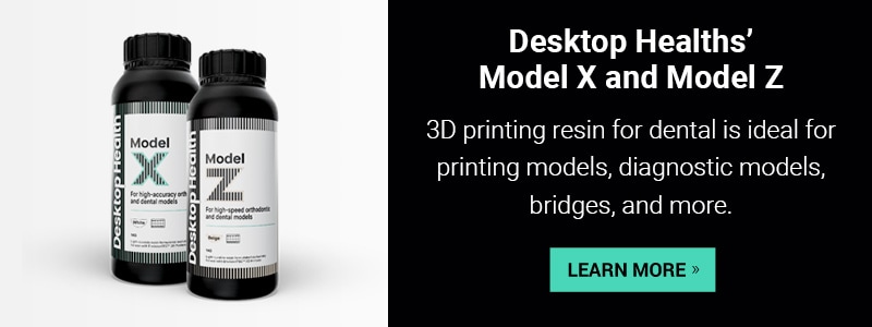 La resina de impresi&oacute;n en 3D de Model X y Model Z de Desktop Health para aplicaciones dentales es ideal para imprimir modelos, modelos de diagn&oacute;stico, puentes y mucho m&aacute;s. - M&aacute;s informaci&oacute;n